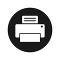Printer icon flat black round button vector illustration