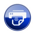 Printer icon glossy blue. Royalty Free Stock Photo