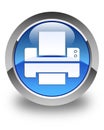 Printer icon glossy blue round button Royalty Free Stock Photo