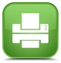 Printer icon special soft green square button Royalty Free Stock Photo