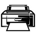 Printer icon with sheet of paper coming out. Vector monochrome illustration Royalty Free Stock Photo