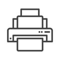 Printer icon. A simple line drawing of office equipment. Minimalistic style, simple execution. Isolated vector on white Royalty Free Stock Photo