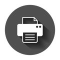 Printer icon. Vector illustration with long shadow. Business con Royalty Free Stock Photo