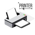 Printer Icon Vector. Modern Office Ink, Laser Printer. Isometric Isolated Illustration