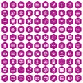 100 printer icons hexagon violet