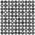 100 printer icons set black circle Royalty Free Stock Photo