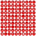 100 printer icons set red