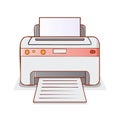 Printer illustration with paper sheets. Office equipment printing documents Royalty Free Stock Photo