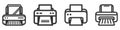 Printer - Line Vector Icon on white background set, pack, collection