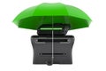 Printer MFP under umbrella, 3D rendering Royalty Free Stock Photo
