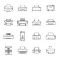 Printer office copy document icons set outline style
