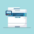 Printer, office machine. Scanner, copy, fax equipment. Multifunction device. Paperwork concept. Vector design Royalty Free Stock Photo