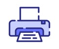 Printer office print single isolated icon with dash or dashed line style