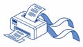 Printer with paper ribbon, office equipment and document processing vector design Generative AI
