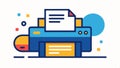 Printer with paper in tray, printing process, document load, machine ready, office workflow, tech vector design Generative AI