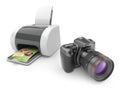 Printer with photo camera 3D. Print of photos Royalty Free Stock Photo