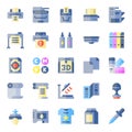 Printer and plotter flat icons Royalty Free Stock Photo