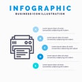 Printer, Print, Printing, Education Blue Infographics Template 5 Steps. Vector Line Icon template Royalty Free Stock Photo