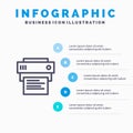 Printer, Print, Printing, Education Blue Infographics Template 5 Steps. Vector Line Icon template Royalty Free Stock Photo