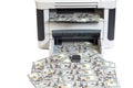 Printer printing fake dollar bills