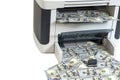 Printer printing fake dollar bills Royalty Free Stock Photo