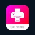 Printer, Printing, Print Mobile App Button. Android and IOS Glyph Version