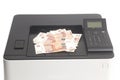 Printer printing Russian rubles bills