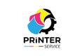 Printer Service Logo Design Vector in CMYK Colors Royalty Free Stock Photo