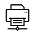 printer sharing vector line icon