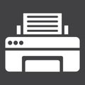 Printer solid icon, fax and office, vector