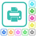 Printer solid vivid colored flat icons