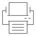 Printer thin line icon, office and work, fax sign