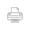 Printer thin line icon, outline vector logo illustration, linear