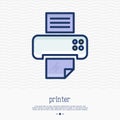 Printer thin line icon. Simple vector illustration