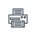 printer vector icon isolated on white background. Outline, thin line printer icon for website design and mobile, app development. Royalty Free Stock Photo