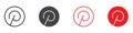 Printerest icon flat editable icon mark set Royalty Free Stock Photo