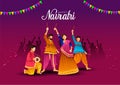 PrintGarba Night poster for Navratri Dussehra festival of India. vector illustration design of peoples playing Dandiya dance