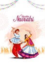 PrintGarba Night poster for Navratri Dussehra festival of India. vector illustration design of peoples playing Dandiya dance