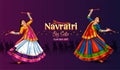 PrintGarba Night poster for Navratri Dussehra festival of India. vector illustration design of peoples playing Dandiya dance