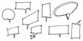 PrintHand drawn speech bubbles sketch elements on set. doodle style. isolated on white background Royalty Free Stock Photo