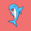 Printhappy cute dolphin is waving its hand. Isolated animal design Royalty Free Stock Photo