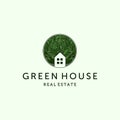 PrintHouse Logo Vector Illustration Design. Modern Real Estate Logo Template Design. Green House and Leaf Logo Design Inspiration Royalty Free Stock Photo