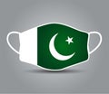 PrintIndian flag with medical mask, use for printing. cvid19, corona virus concept.country, pakistani flag, pakistani, pakistan