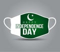 PrintIndian flag with medical mask, use for printing. cvid19, corona virus concept.happy independence day Pakistani flag with