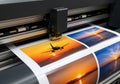 Printing airplane sunset ocean scenes plotter large format printer Royalty Free Stock Photo