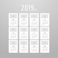 Printing calendar for 2019