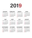 Printing calendar for 2019