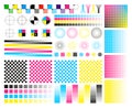 Printing CMYK marks. Color calibration plate with registration marks for press printing, prepress plate. Vector swatch Royalty Free Stock Photo