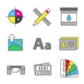 Printing color icons set Royalty Free Stock Photo