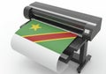 Printing Flag Graphic on Large Format Printer Royalty Free Stock Photo